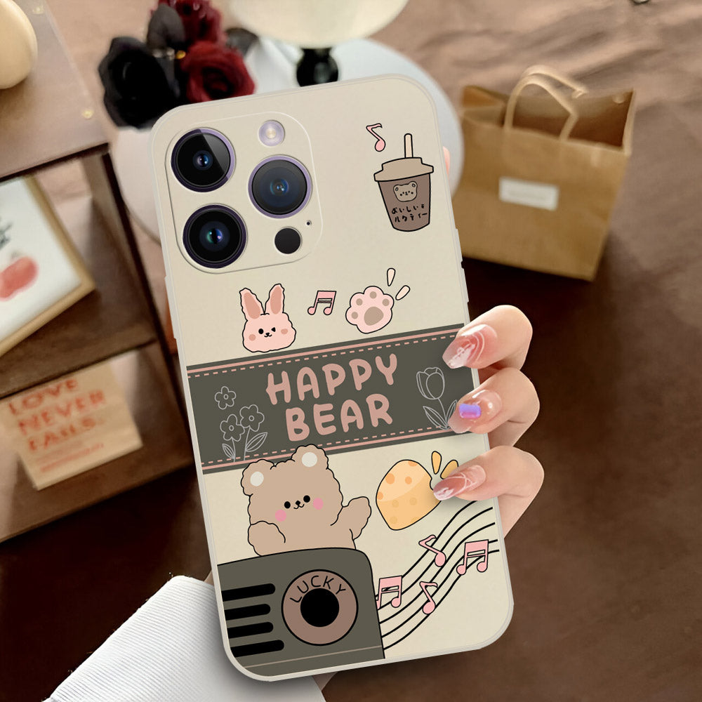 iPhone 14 Pro Cover - Off White - D1 - ONation Happy Cute Series - HQ Liquid Silicone Soft Case