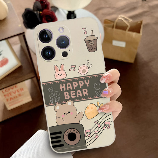 iPhone 14 Pro Cover - Off White - D1 - ONation Happy Cute Series - HQ Liquid Silicone Soft Case