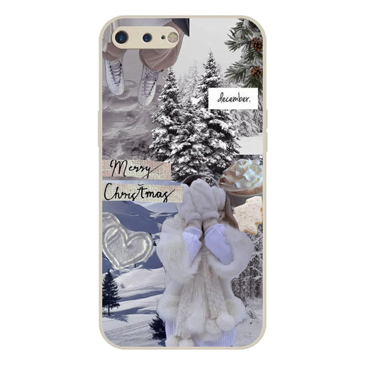 iPhone 8 Plus / 7 Plus Cover - Offwhite- Winter Bliss Series Soft Phone Case