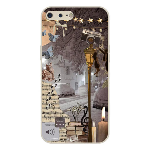 iPhone 8 Plus / 7 Plus Cover - Offwhite- Winter Bliss Series Soft Phone Case