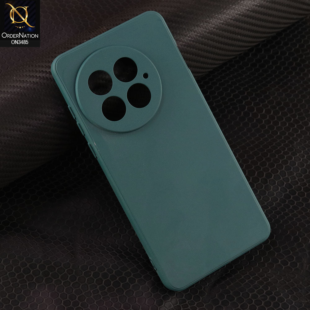 OnePlus 13 Cover - Dark Green - ONation Silica Gel Series - HQ Liquid Silicone Elegant Colors Camera Protection Soft Case