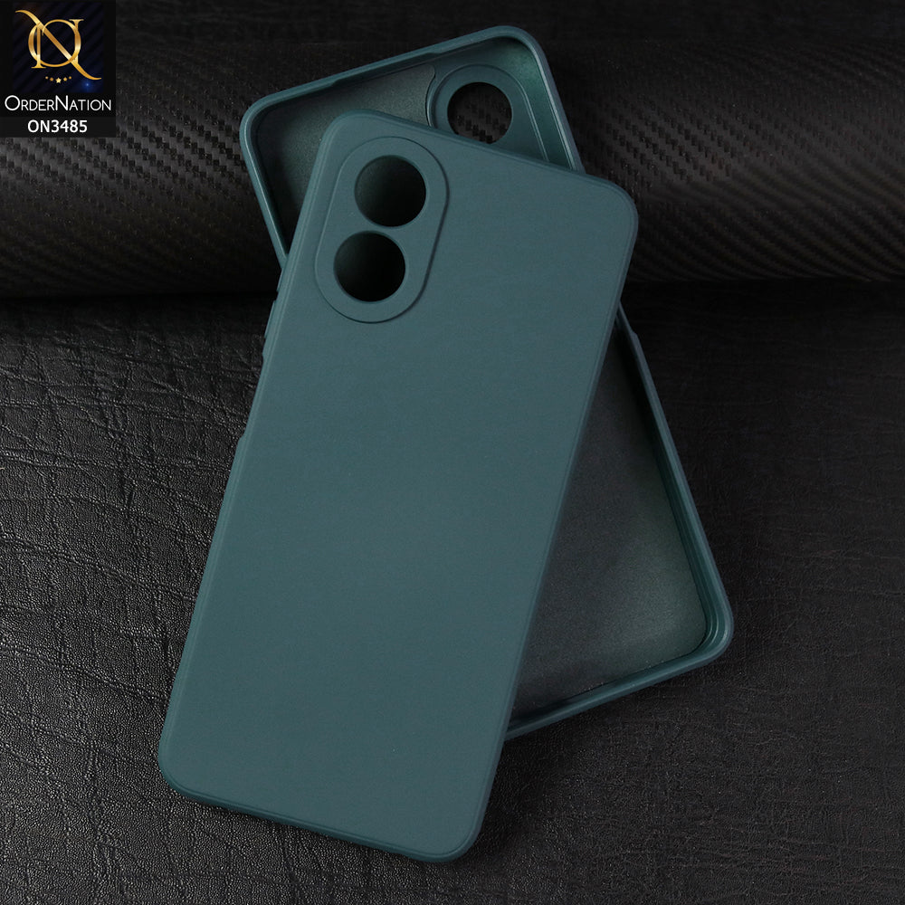 Oppo A38 Cover - Dark Green - ONation Silica Gel Series - HQ Liquid Silicone Elegant Colors Camera Protection Soft Case