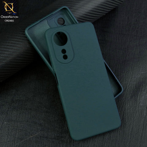 Oppo A58 4G Cover - Dark Green - ONation Silica Gel Series - HQ Liquid Silicone Elegant Colors Camera Protection Soft Case