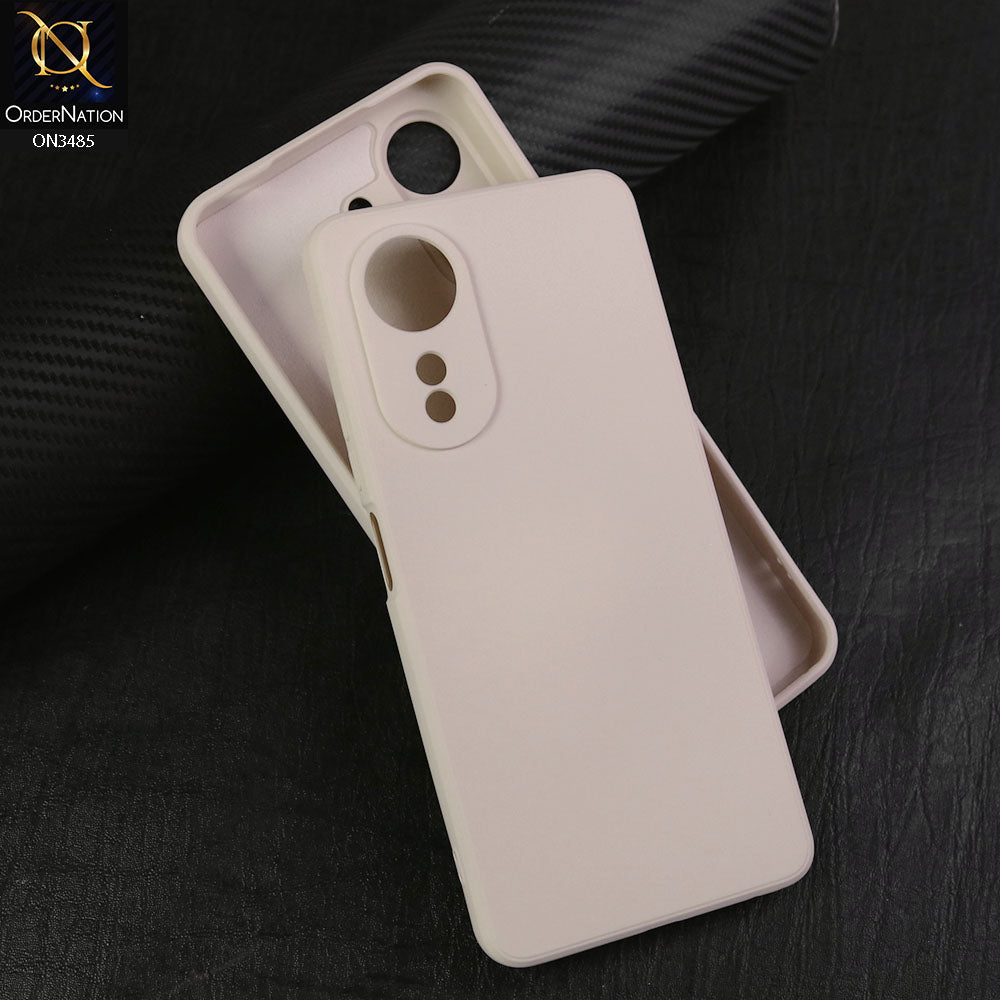 Oppo A58 4G Cover - Off White - ONation Silica Gel Series - HQ Liquid Silicone Elegant Colors Camera Protection Soft Case