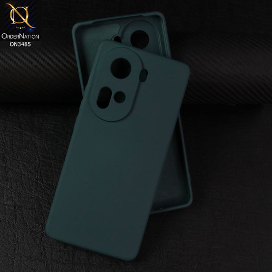 Oppo Reno 11 5G Cover - Dark Green - ONation Silica Gel Series - HQ Liquid Silicone Elegant Colors Camera Protection Soft Case
