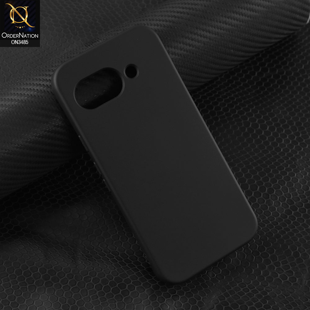 Google Pixel 9a Cover - Black - ONation Silica Gel Series - HQ Liquid Silicone Elegant Colors Camera Protection Soft Case