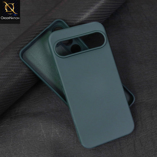 Google Pixel 9 Pro XL Cover - Dark Green - ONation Silica Gel Series - HQ Liquid Silicone Elegant Colors Camera Protection Soft Case