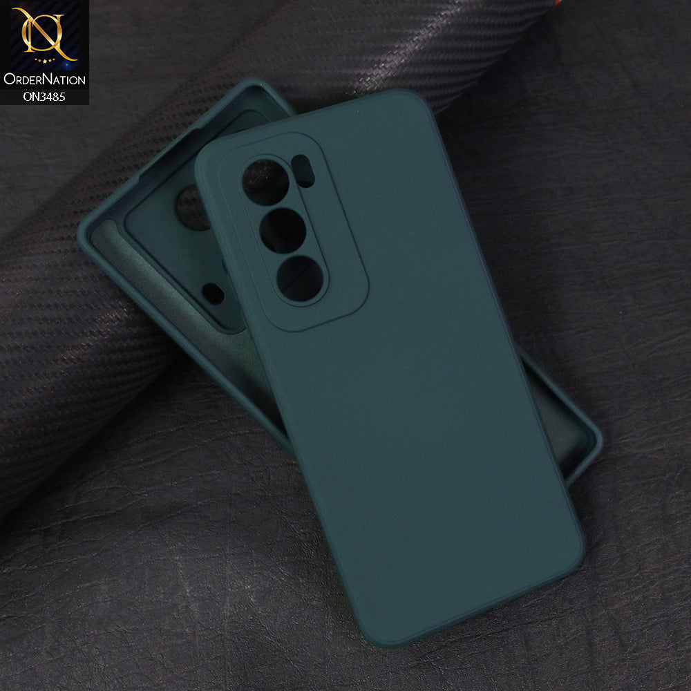 Oppo Reno 12 Cover - Dark Green - ONation Silica Gel Series - HQ Liquid Silicone Elegant Colors Camera Protection Soft Case