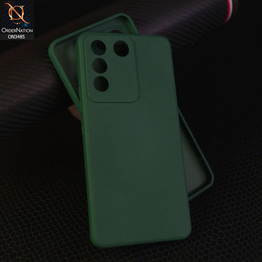Vivo V27e Cover - Dark Green - ONation Silica Gel Series - HQ Liquid Silicone Elegant Colors Camera Protection Soft Case