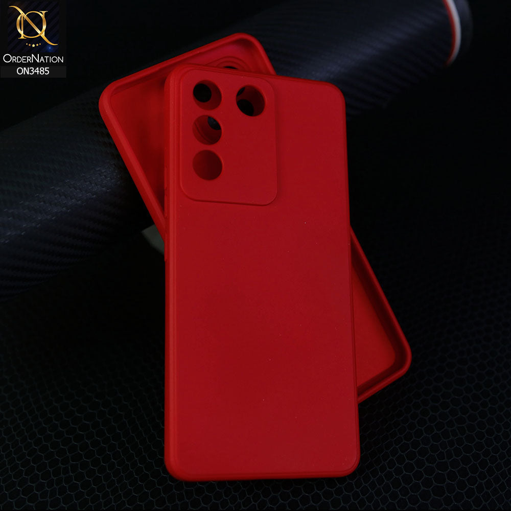 Vivo S16e Cover - Dark Red - ONation Silica Gel Series - HQ Liquid Silicone Elegant Colors Camera Protection Soft Case