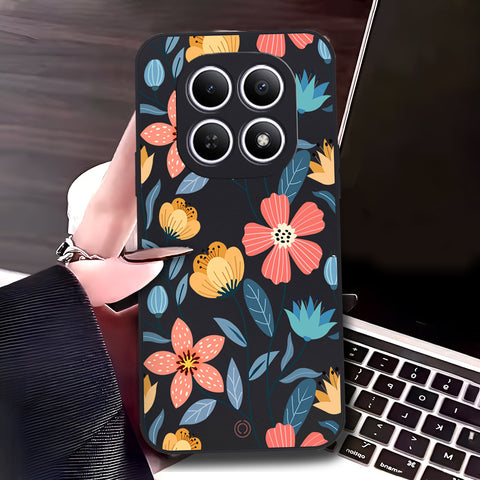 Xiaomi Redmi Note 15 Cover - Black - D1 - ONation Floral Series - HQ Liquid Silicone Soft Case