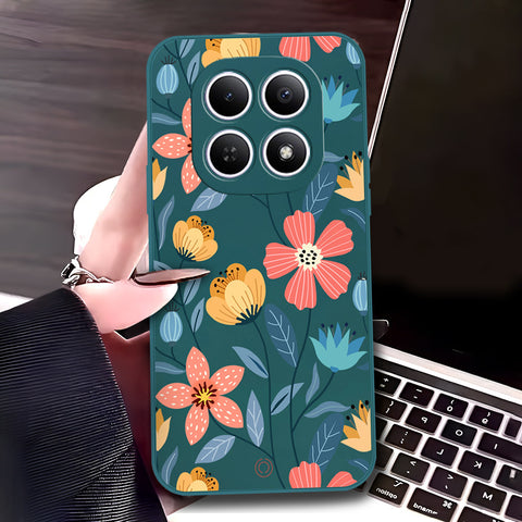 Xiaomi Redmi Note 15 Cover - Dark Green - D1 - ONation Floral Series - HQ Liquid Silicone Soft Case