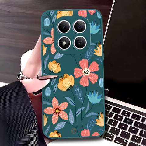 Xiaomi Redmi Note 15 Pro Cover - Dark Green - D1 - ONation Floral Series - HQ Liquid Silicone Soft Case
