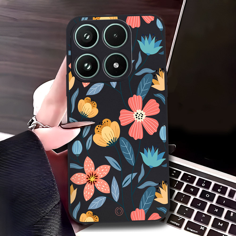 Xiaomi 17 Cover - Black - D1 - ONation Floral Series - HQ Liquid Silicone Soft Case