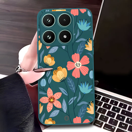 Xiaomi 17 Cover - Dark Green - D1 - ONation Floral Series - HQ Liquid Silicone Soft Case