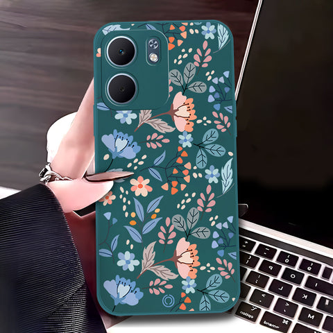 Oppo A5x 4G Cover - Dark Green - D2 - ONation Floral Series - HQ Liquid Silicone Soft Case