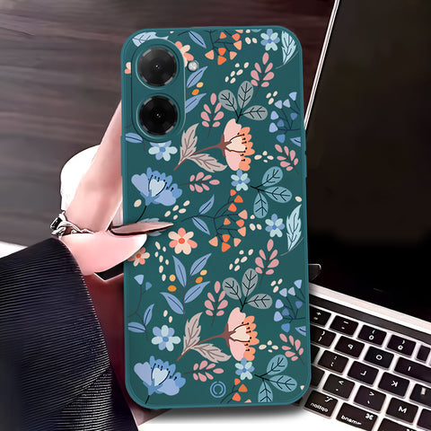 Xiaomi Poco C71 4G Cover - Dark Green - D2 - ONation Floral Series - HQ Liquid Silicone Soft Case