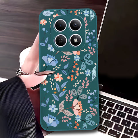 Xiaomi Redmi Note 15 Cover - Dark Green - D2 - ONation Floral Series - HQ Liquid Silicone Soft Case