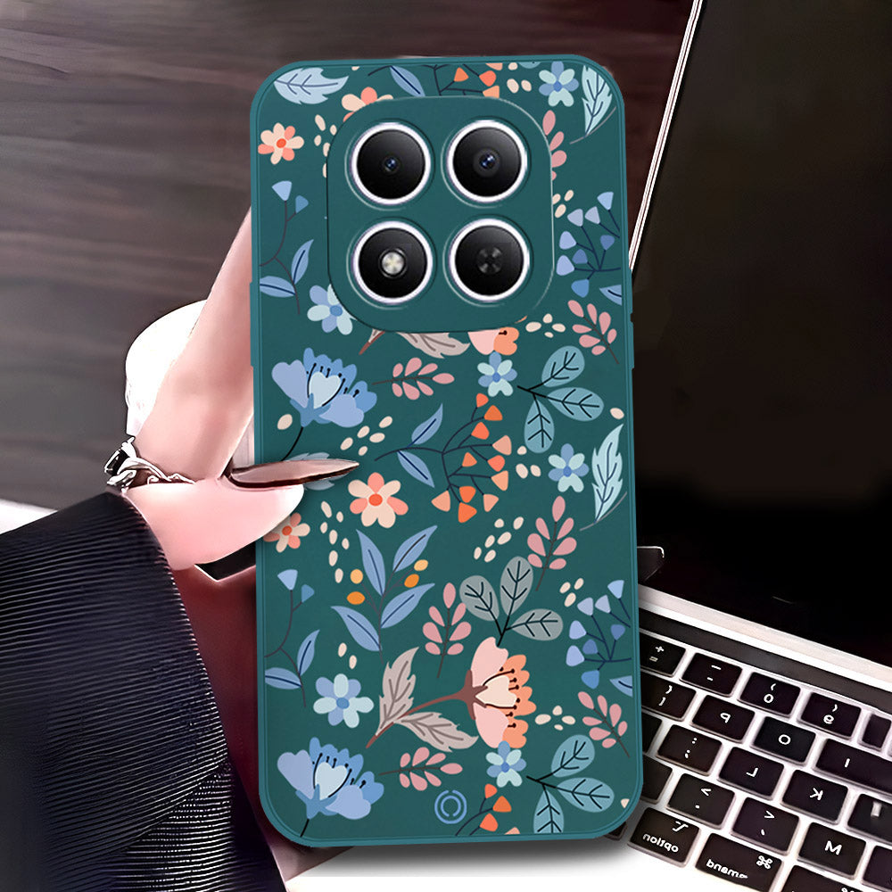 Xiaomi Redmi Note 15 Pro Cover - Dark Green - D2 - ONation Floral Series - HQ Liquid Silicone Soft Case