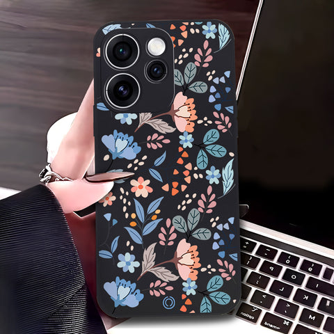 Oppo Reno 15 China Cover - Black - D2 - ONation Floral Series - HQ Liquid Silicone Soft Case