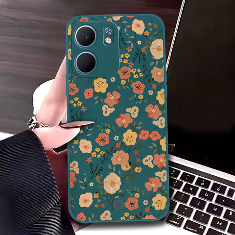 Oppo A5x 5G Cover - Dark Green - D3 - ONation Floral Series - HQ Liquid Silicone Soft Case