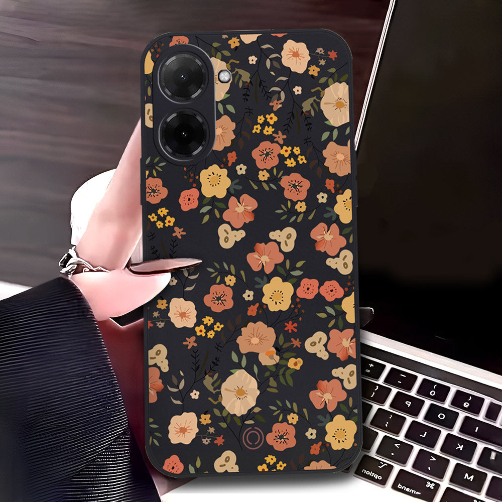 Xiaomi Redmi A5 Cover - Black - D3 - ONation Floral Series - HQ Liquid Silicone Soft Case