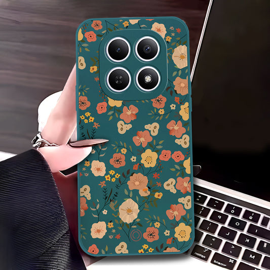 Xiaomi Redmi Note 15 Cover - Dark Green - D3 - ONation Floral Series - HQ Liquid Silicone Soft Case