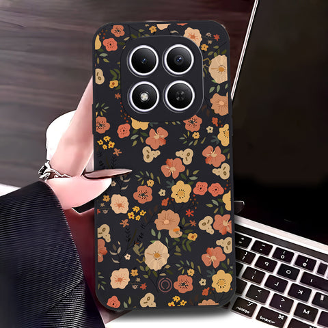 Xiaomi Redmi Note 15 Pro Cover - Black - D3 - ONation Floral Series - HQ Liquid Silicone Soft Case