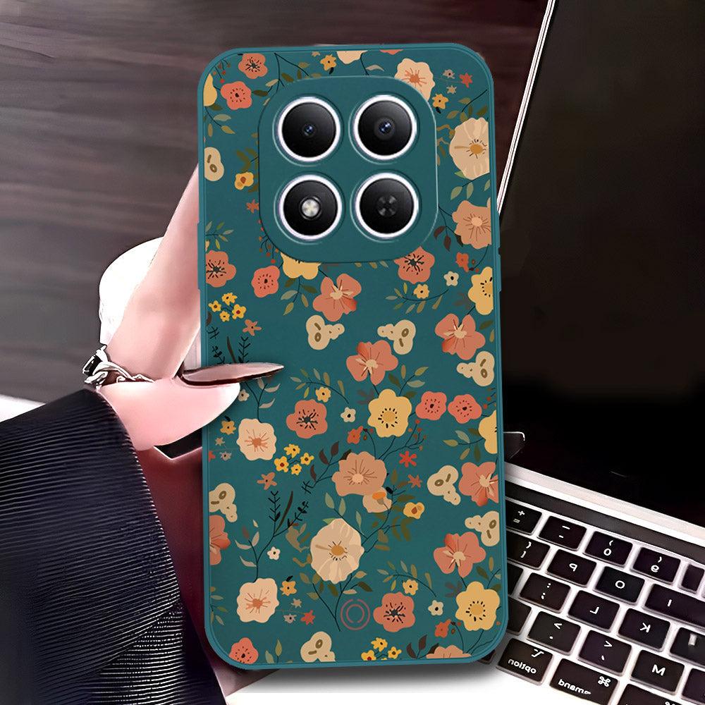Xiaomi Redmi Note 15 Pro Cover - Dark Green - D3 - ONation Floral Series - HQ Liquid Silicone Soft Case