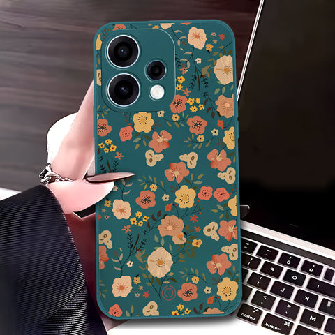 Oppo Reno 15 Cover - Dark Green - D3 - ONation Floral Series - HQ Liquid Silicone Soft Case
