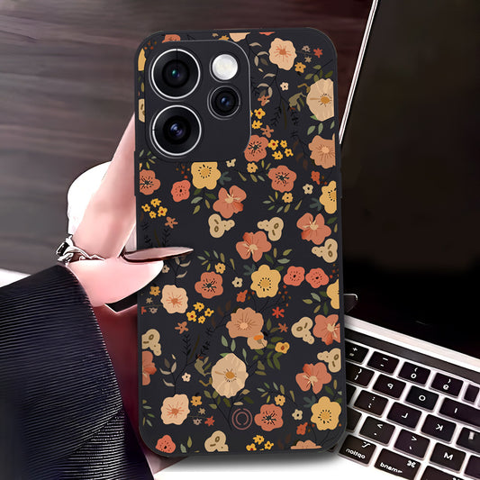 Oppo Reno 15 Pro Mini Cover - Black - D3 - ONation Floral Series - HQ Liquid Silicone Soft Case