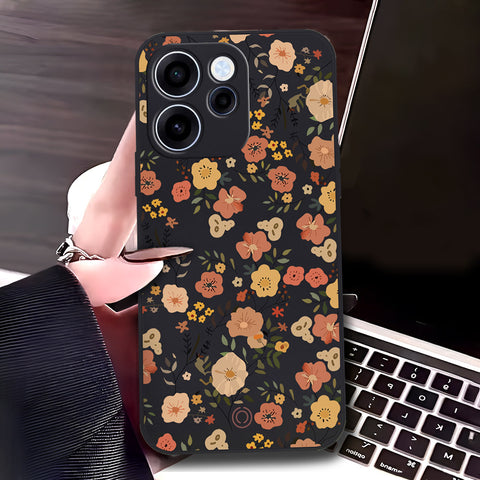Oppo Reno 15F Cover - Black - D3 - ONation Floral Series - HQ Liquid Silicone Soft Case