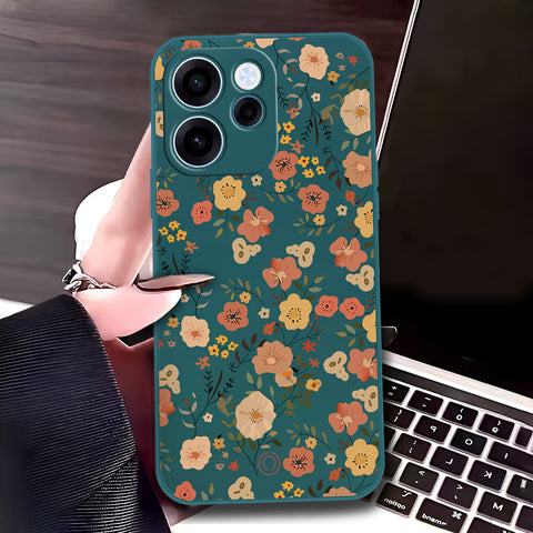 Oppo Reno 15F Cover - Dark Green - D3 - ONation Floral Series - HQ Liquid Silicone Soft Case