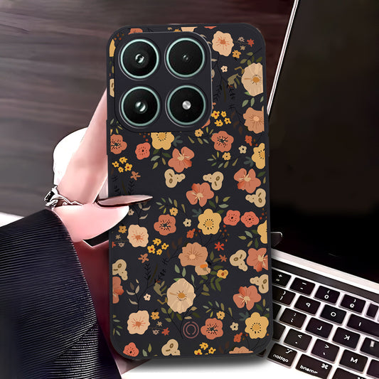 Xiaomi 17 Cover - Black - D3 - ONation Floral Series - HQ Liquid Silicone Soft Case