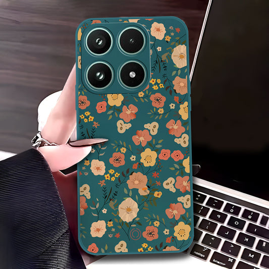 Xiaomi 17 Cover - Dark Green - D3 - ONation Floral Series - HQ Liquid Silicone Soft Case