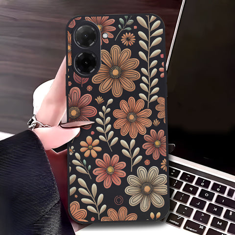 Xiaomi Redmi A5 Cover - Black - D4 - ONation Floral Series - HQ Liquid Silicone Soft Case