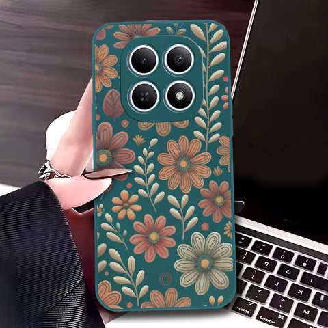 Xiaomi Redmi Note 15 Cover - Dark Green - D4 - ONation Floral Series - HQ Liquid Silicone Soft Case