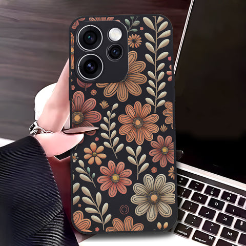 Oppo Reno 15 Pro 5G Cover - Black - D4 - ONation Floral Series - HQ Liquid Silicone Soft Case