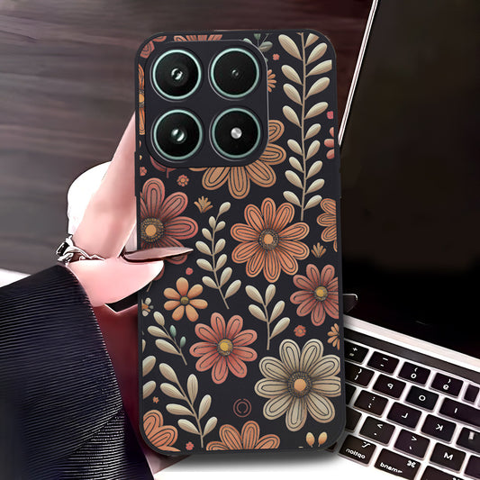 Xiaomi 17 Cover - Black - D4 - ONation Floral Series - HQ Liquid Silicone Soft Case