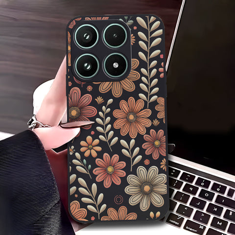 Xiaomi 17 Cover - Black - D4 - ONation Floral Series - HQ Liquid Silicone Soft Case
