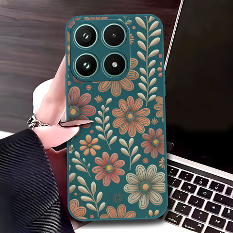 Xiaomi 17 Cover - Dark Green - D4 - ONation Floral Series - HQ Liquid Silicone Soft Case