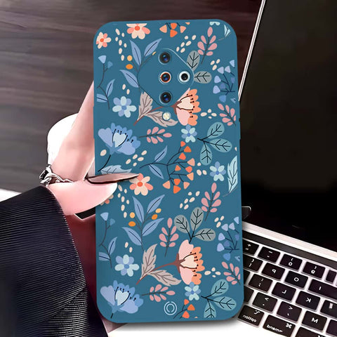 Vivo Y9s Cover - Blue - D1 - ONation Floral Series - HQ Liquid Silicone Soft Case