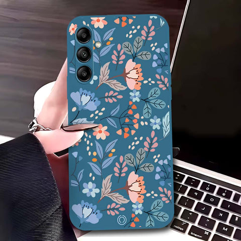 Samsung Galaxy A54 Cover - Blue - D1 - ONation Floral Series - HQ Liquid Silicone Soft Case