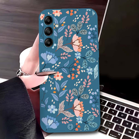 Samsung Galaxy A54 5G Cover - Blue - D1 - ONation Floral Series - HQ Liquid Silicone Soft Case