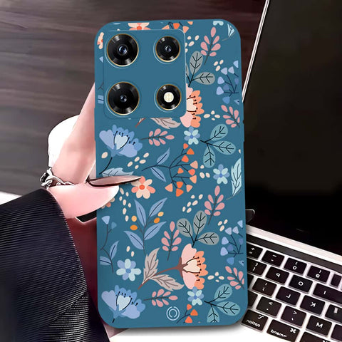 Infinix Note 30 Pro Cover - Blue - D1 - ONation Floral Series - HQ Liquid Silicone Soft Case