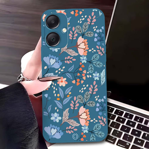 Samsung Galaxy A15 4G Cover - Blue - D1 - ONation Floral Series - HQ Liquid Silicone Soft Case