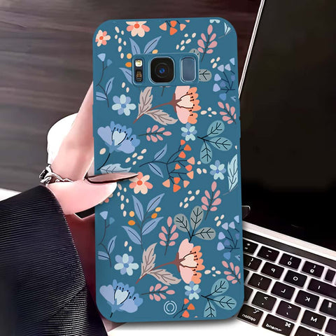Samsung Galaxy S8 Plus Cover - Blue - D1 - ONation Floral Series - HQ Liquid Silicone Soft Case