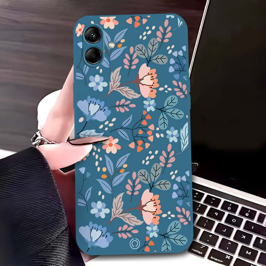 Samsung Galaxy M13 5G Cover - Blue - D1 - ONation Floral Series - HQ Liquid Silicone Soft Case