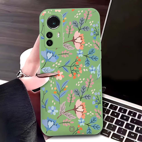Xiaomi 12X Cover - Light Green - D1 - ONation Floral Series - HQ Liquid Silicone Soft Case