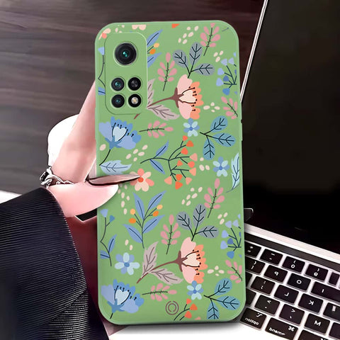 Xiaomi Redmi K30S Cover - Light Green - D1 - ONation Floral Series - HQ Liquid Silicone Soft Case